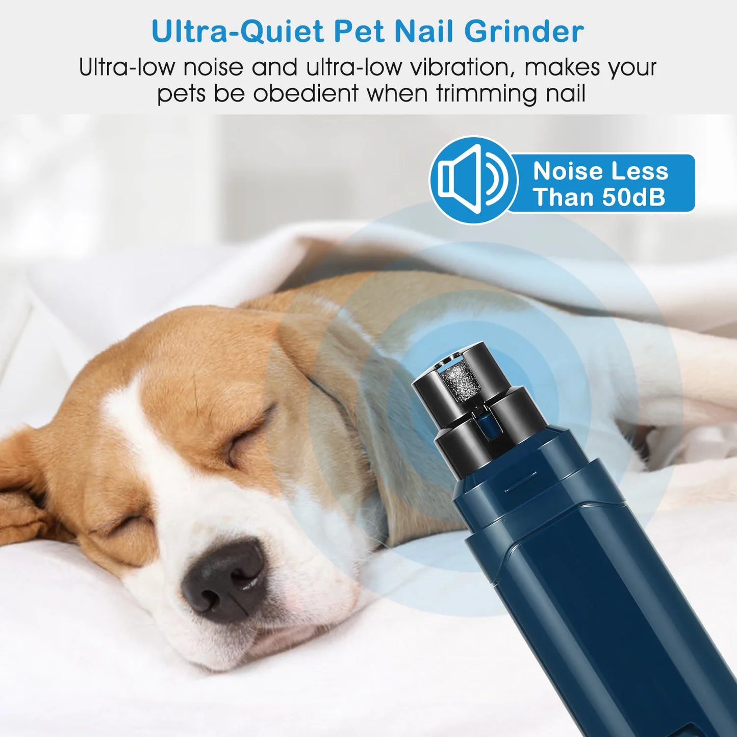 Quiet Pet Nail Grinder Electric Dog Trimmer USB Rechargeable