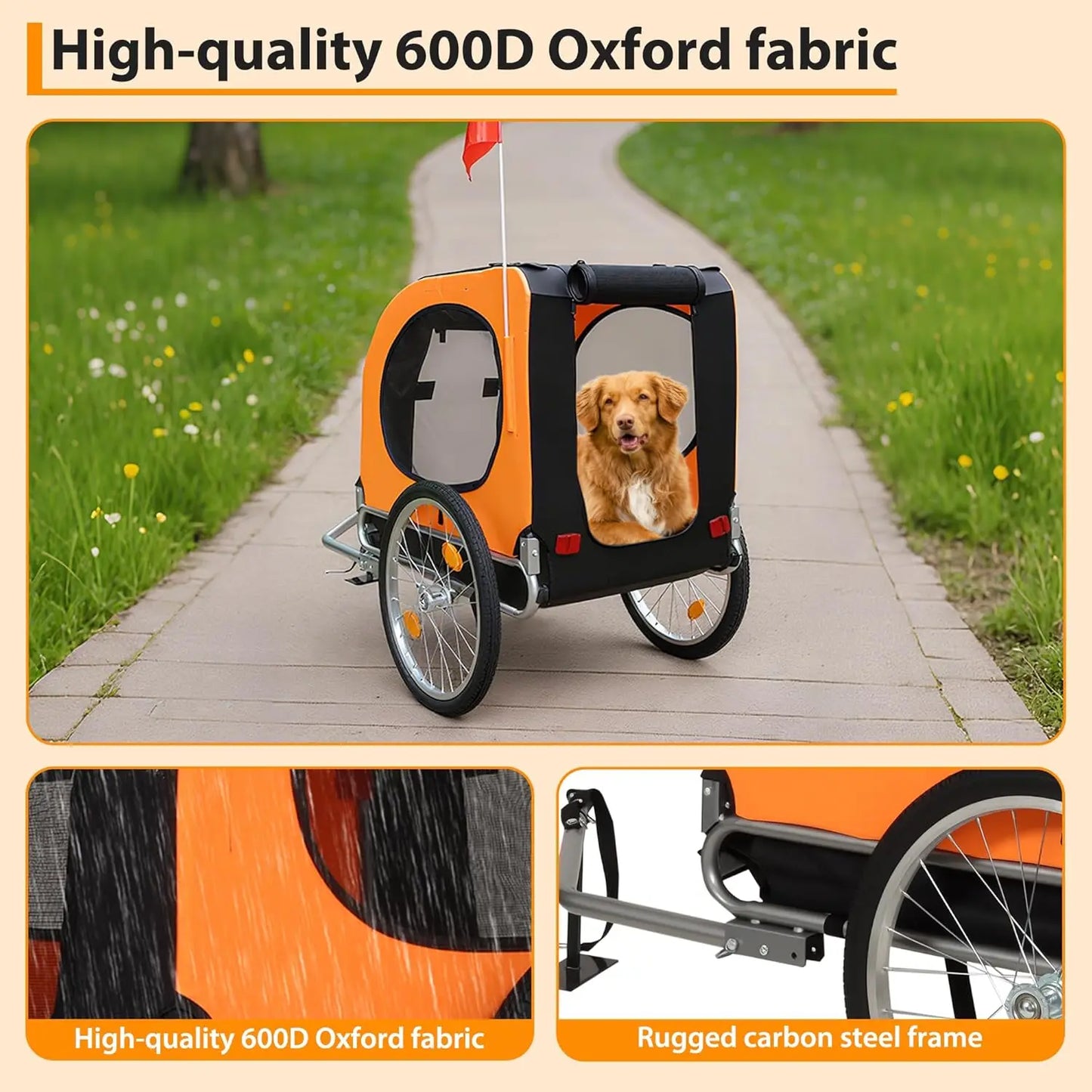 TWISTER.CK Large Dog Bike Trailer 88Lbs Capacity Foldable Carrier