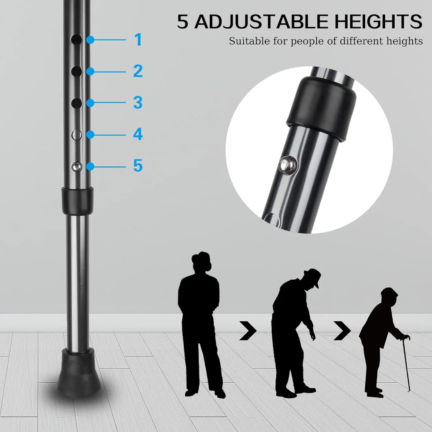 Folding Cane With Seat Adjustable Aluminum Walking Stick