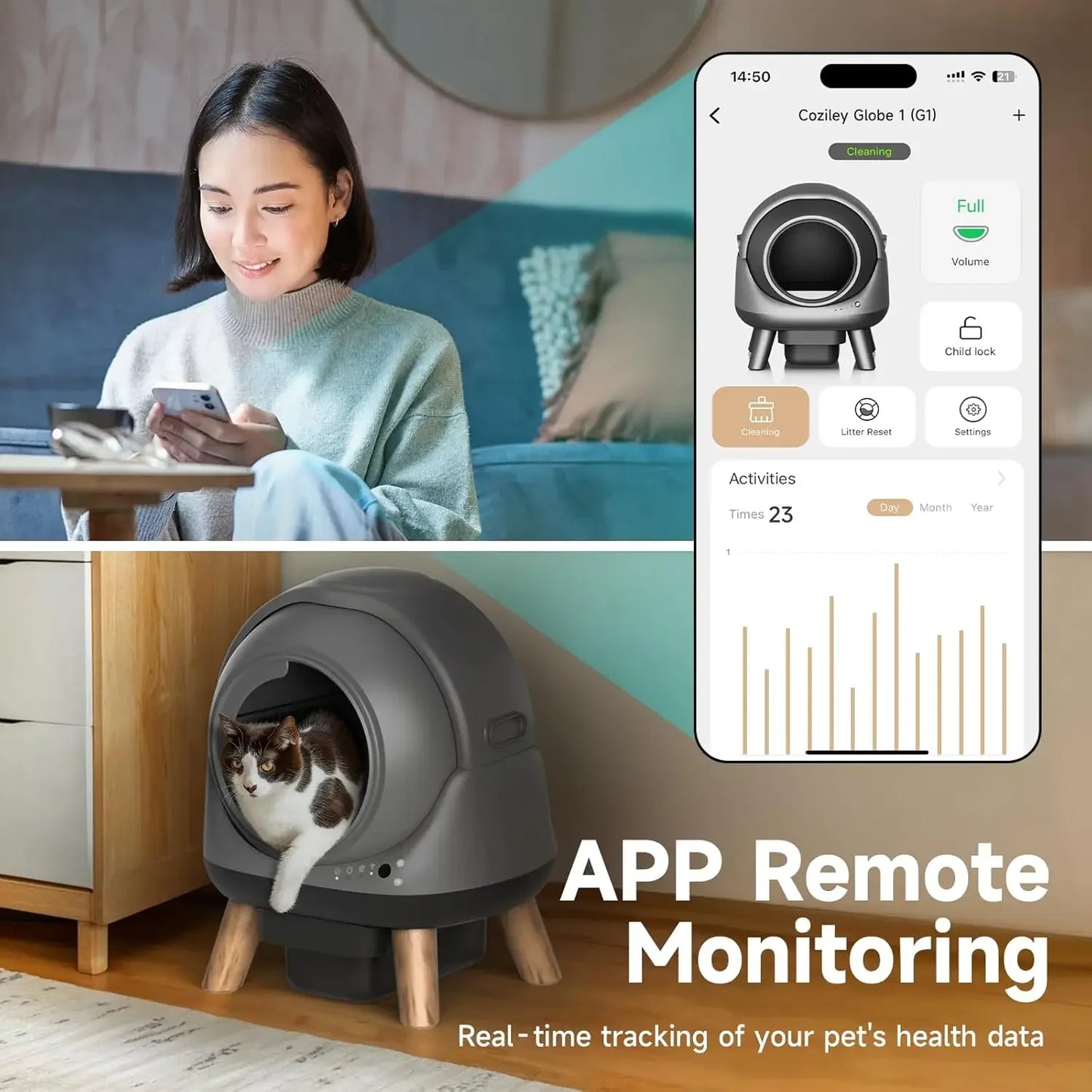 G1 Self Cleaning Litter Box for Multiple Cats Automatic with Smart APP Control And Health Monitoring Customized Pet Care