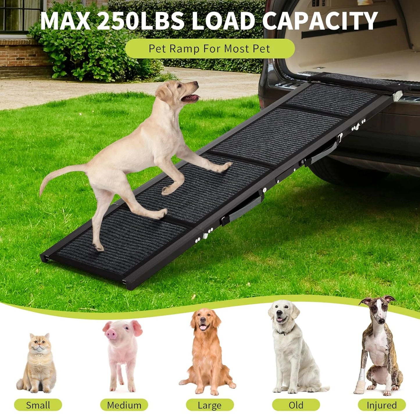 HiMISS Upgraded Car Dog Ramp With Non-Slip Surface