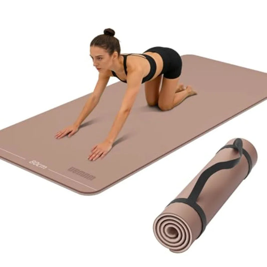Wide Yoga Mat 80cm Non Slip Extra Thick 1/3'' TPE Fitness Exercise Mat High Resiliency Hot Yoga Mats 72L x 32W with Carry Strap