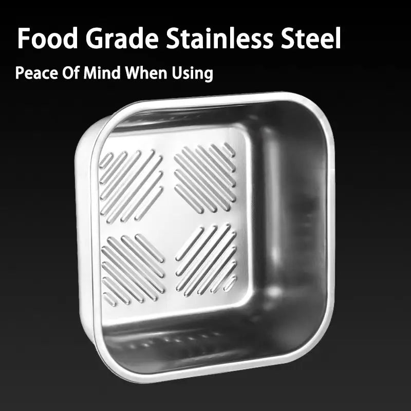 2PCS Extra-Large Stainless Steel Food Storage Containers With Blue Lids - Deep Design, Airtight Seal, Lunch Boxes for Kitchen