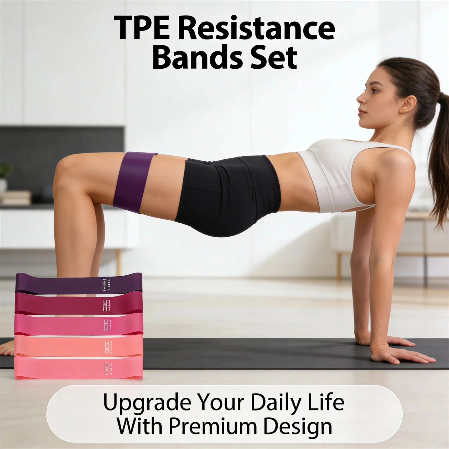 TPE Resistance Bands Set With Five Levels For Hip Glutes