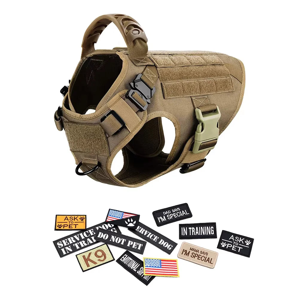 Military Dog Harness Vest Set For Malinois Training Tactical Accessories