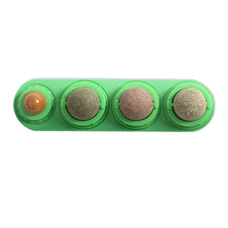 Rotating Catnip Silver Vine Ball Toy Wall Stick On