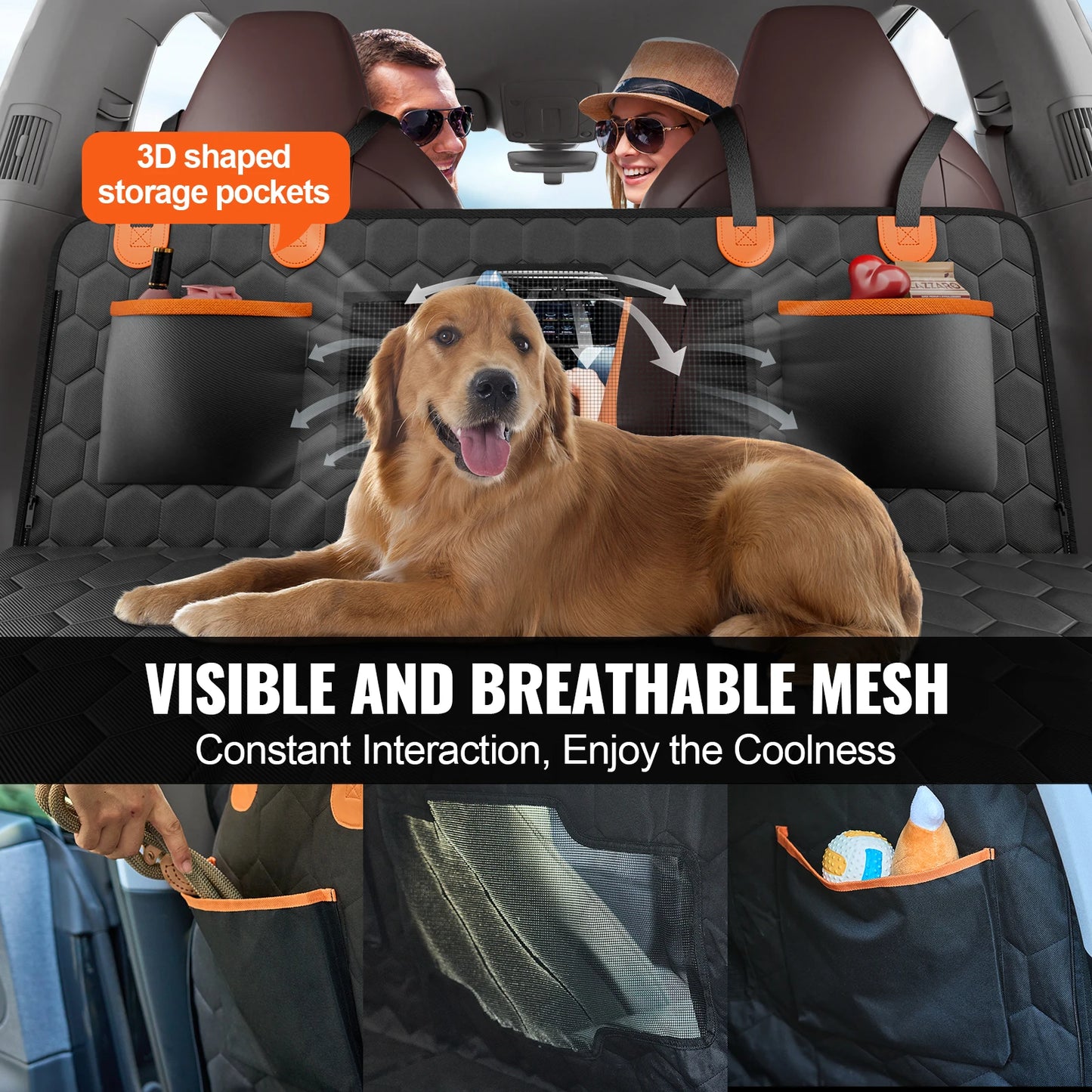 SucceBuy Back Seat Extender Dog Car Cover With Mesh Window Storage Pocket 350lb