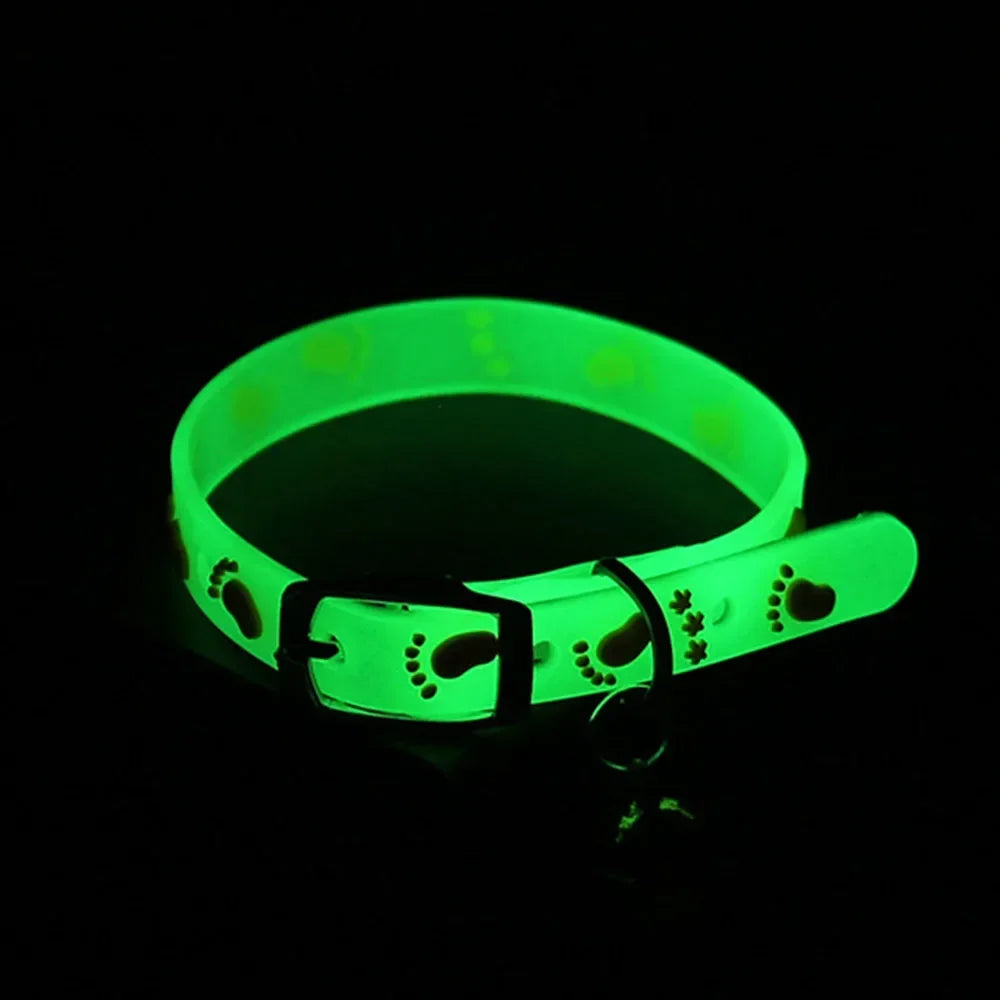Luminous Cat Necklace Silicone Glow Collar With Bell