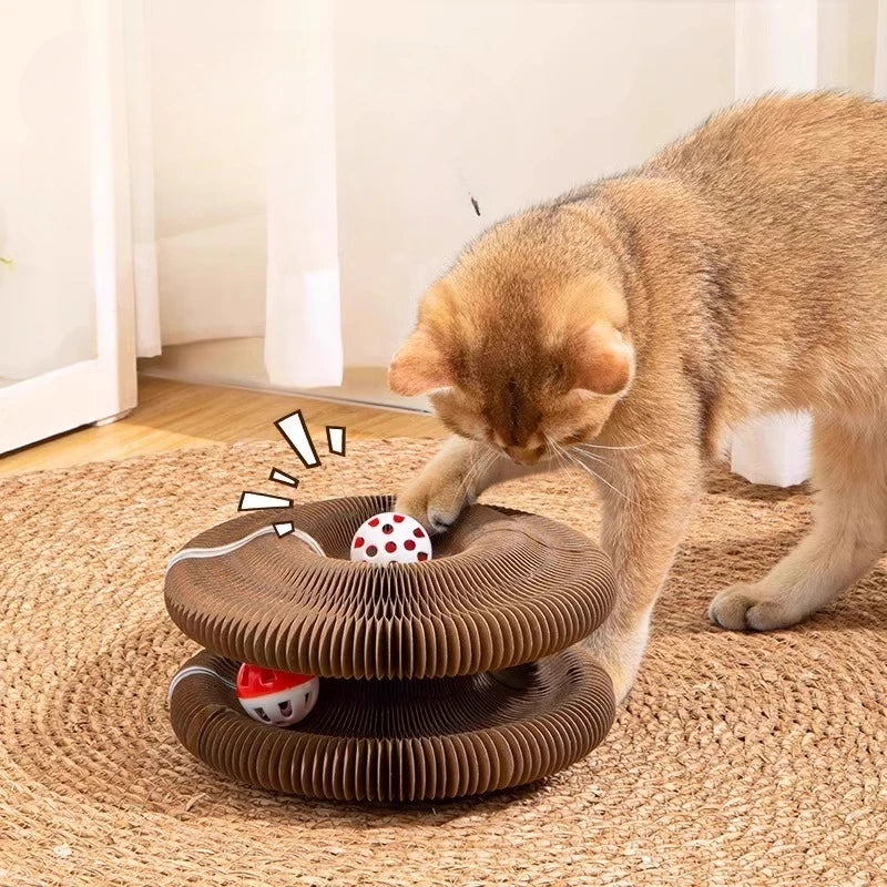 Cat Scratcher 2-In-1 Interactive Puzzle Toy Set For Indoor Cats