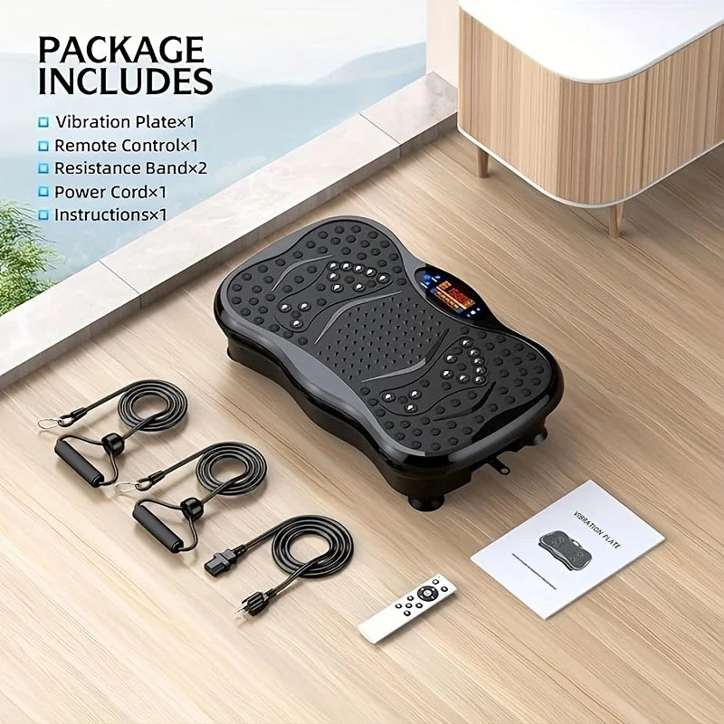 BZEQ Compact Vibration Platform With Resistance Bands For FullBody Workout