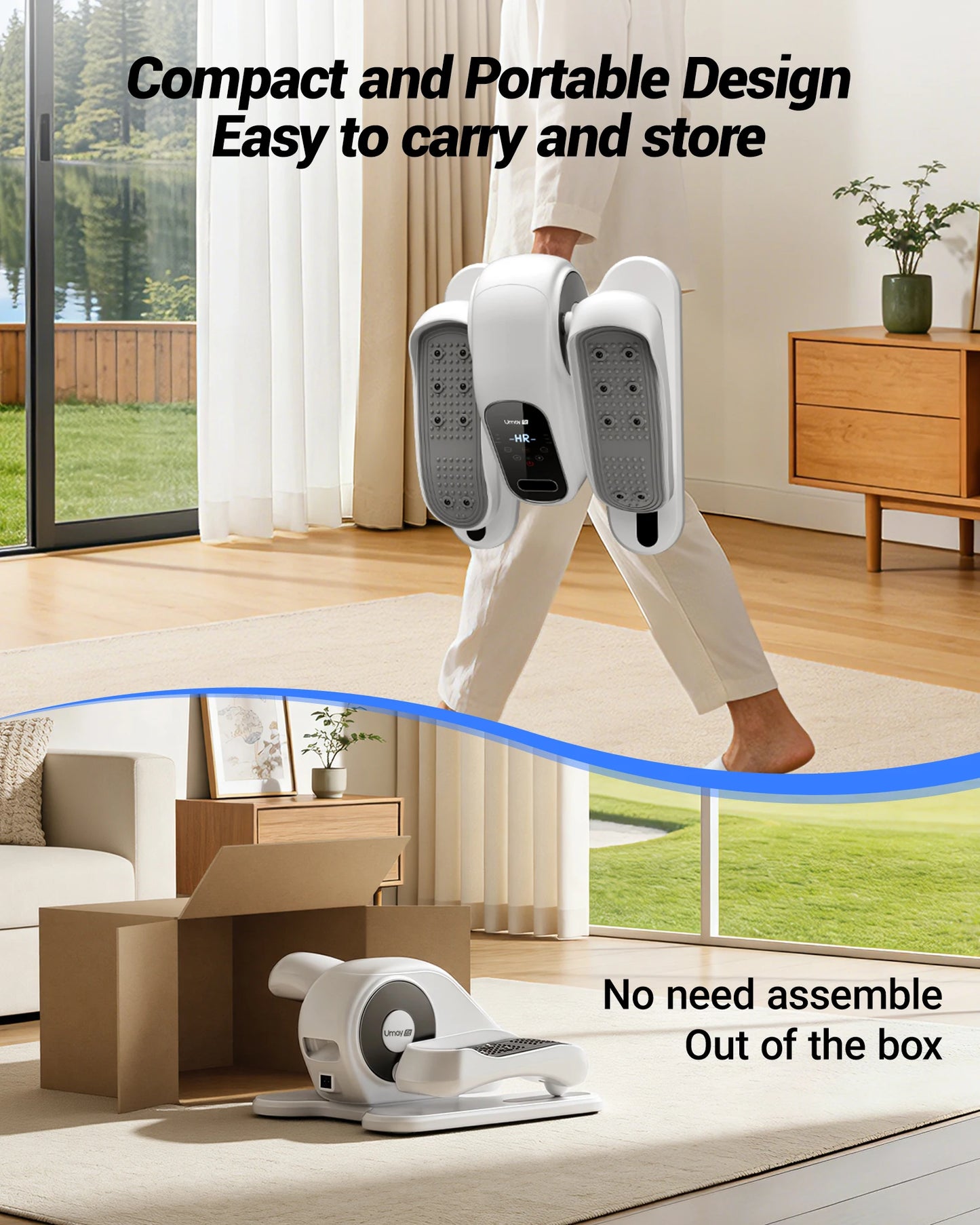 UMAY Compact Under-Desk Elliptical With 12 Speeds And Remote Control