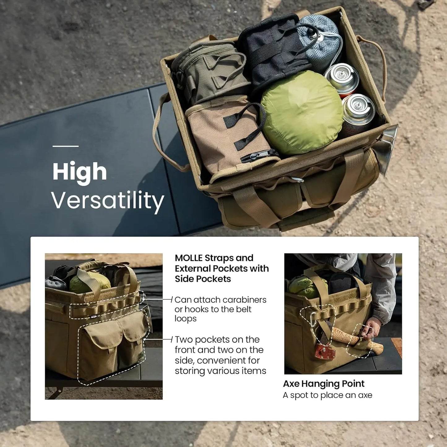 Camping Storage Tote Bag With Lid Collapsible Organizer