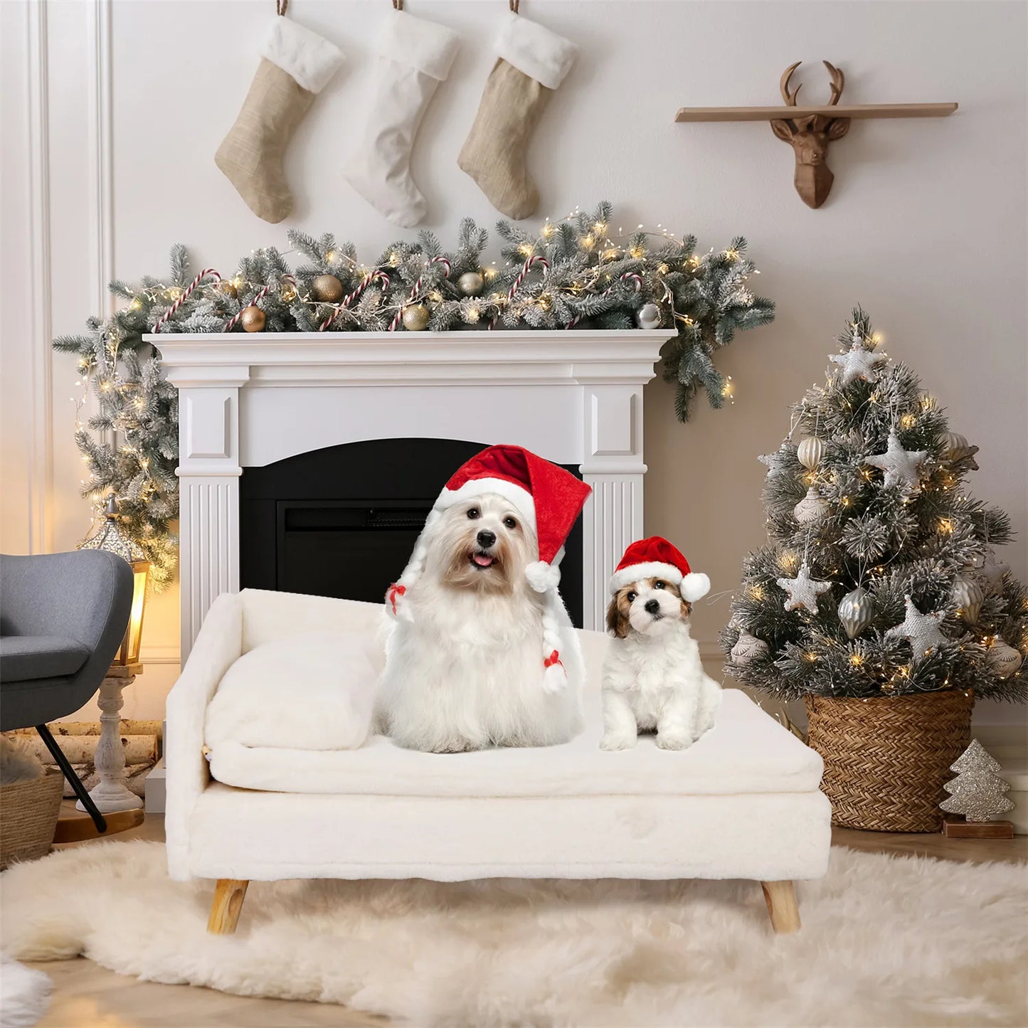 Bingopaw Waterproof Elevated Pet Bed Nordic Stool With Cozy Pad
