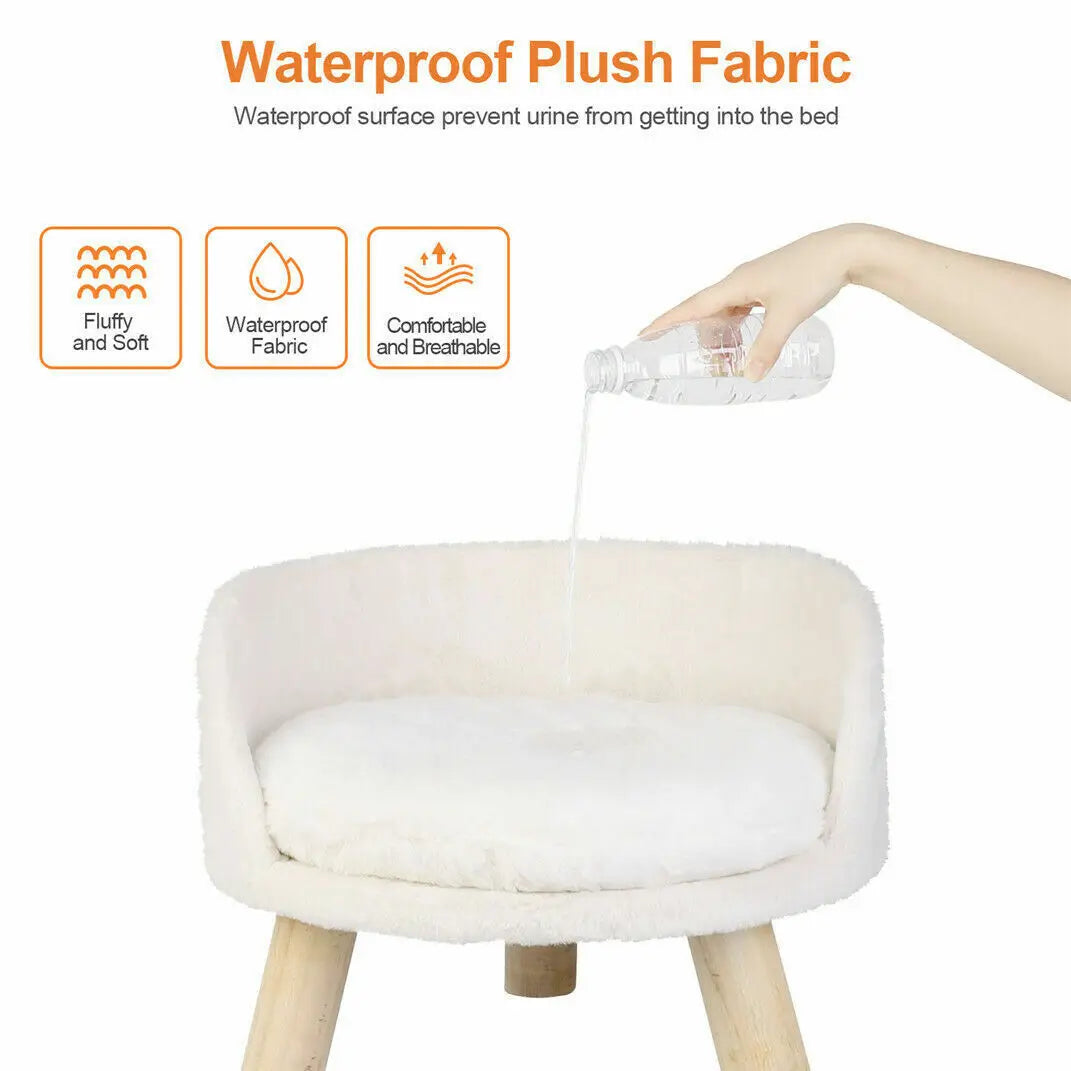 Luxury Soft Cat Bed With Plush Fabric Washable Nesting Bed