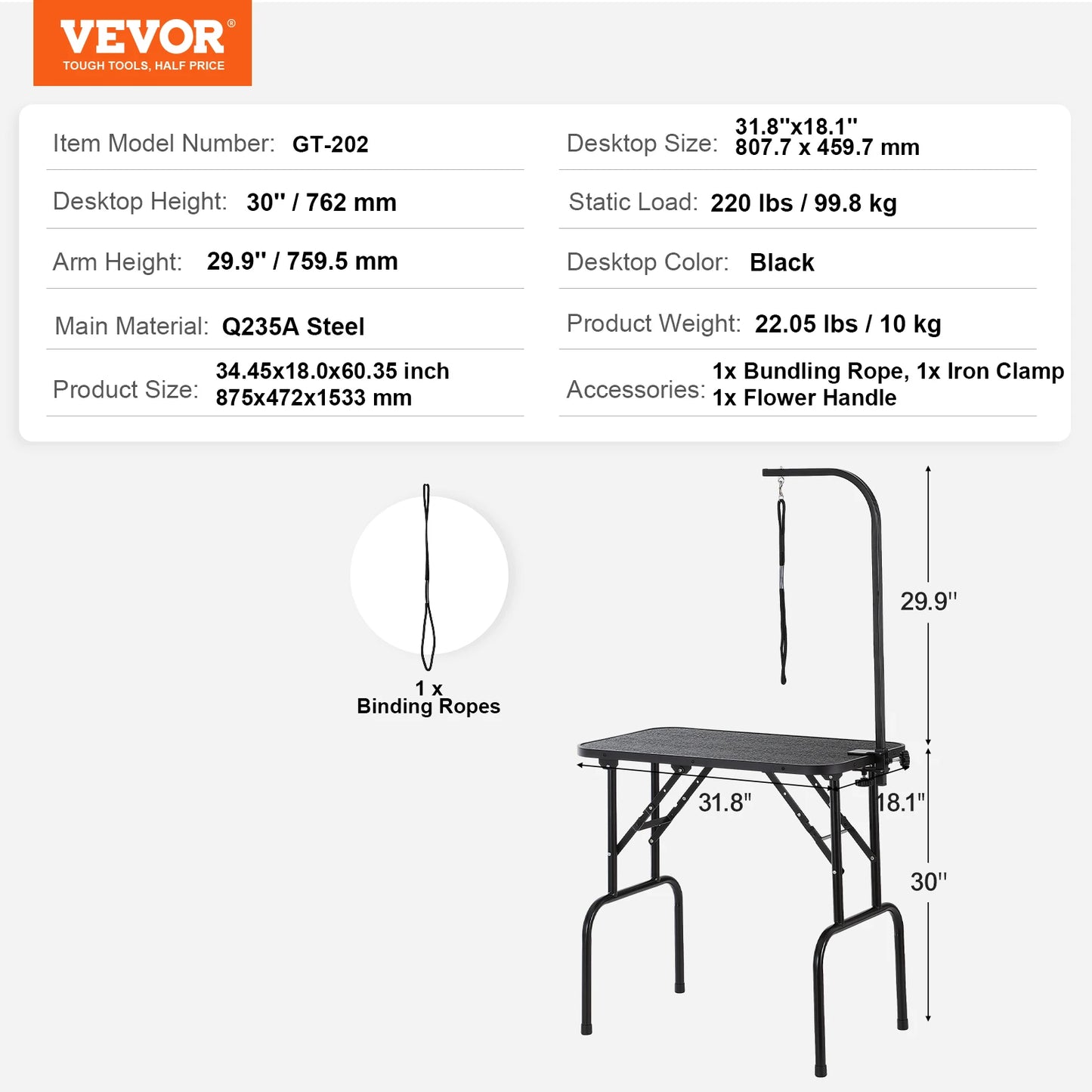 SucceBuy Dual Arm Pet Grooming Table With Foldable Dog Stand
