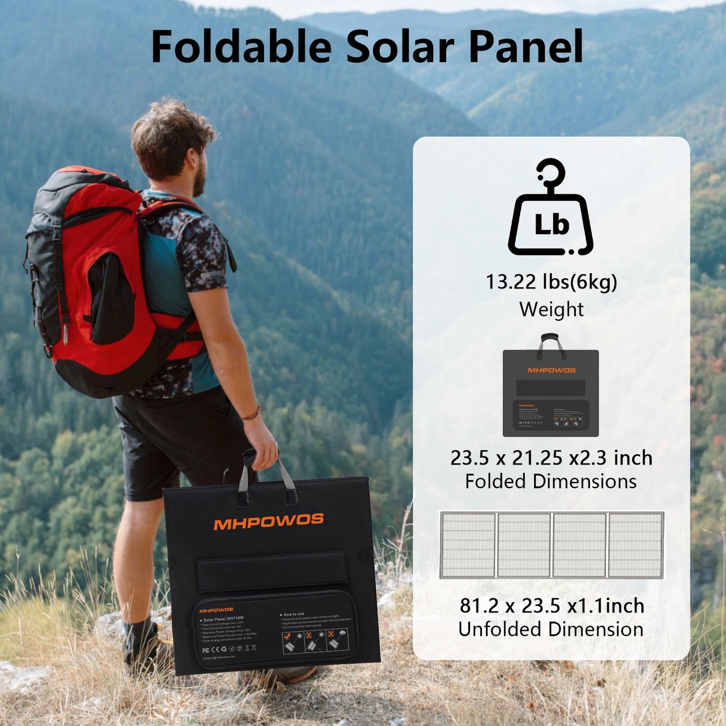 MHPOWOS Portable 400W Solar Charger Foldable Panel