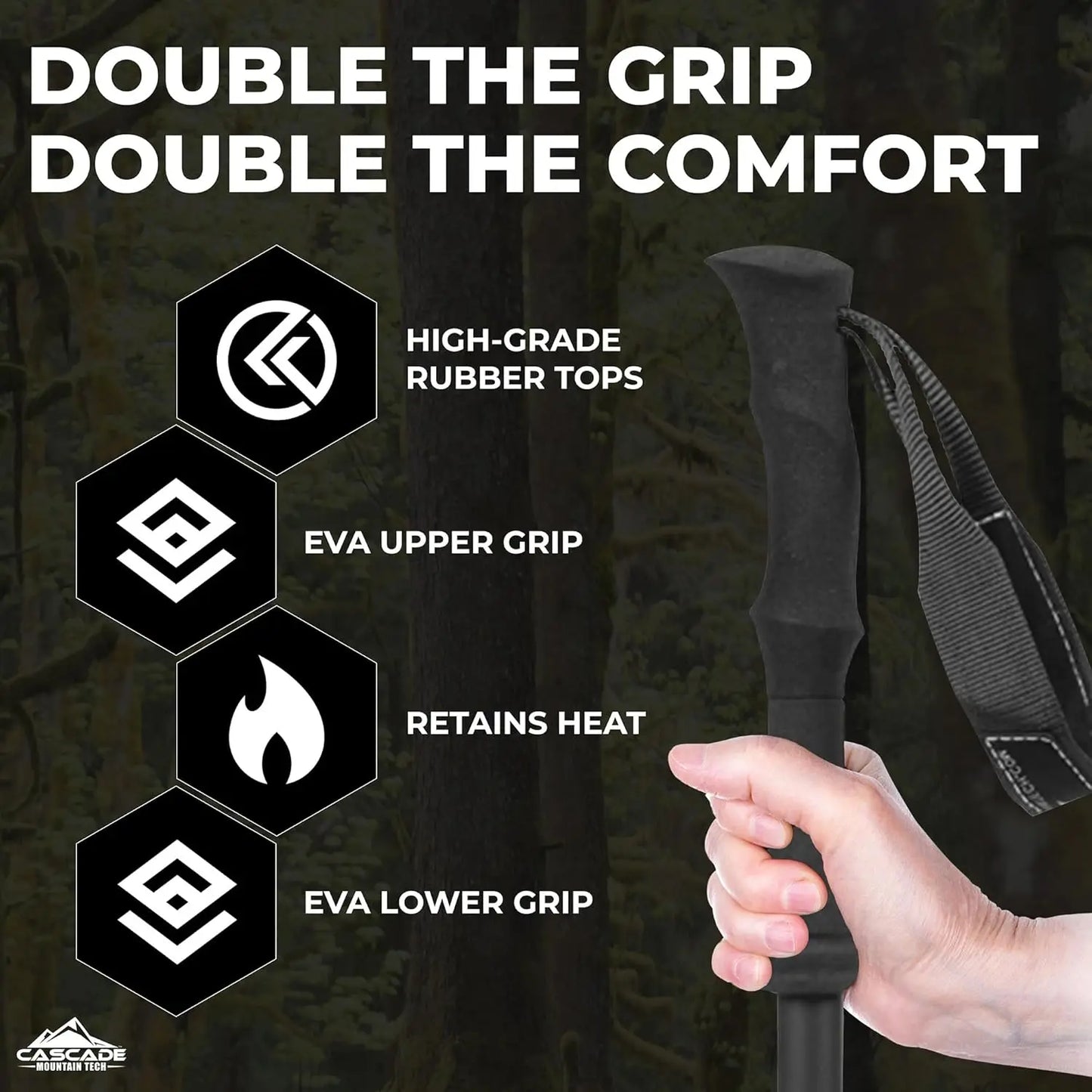 Carbon Fiber Trekking Poles Lightweight Adjustable With Quick Lock System