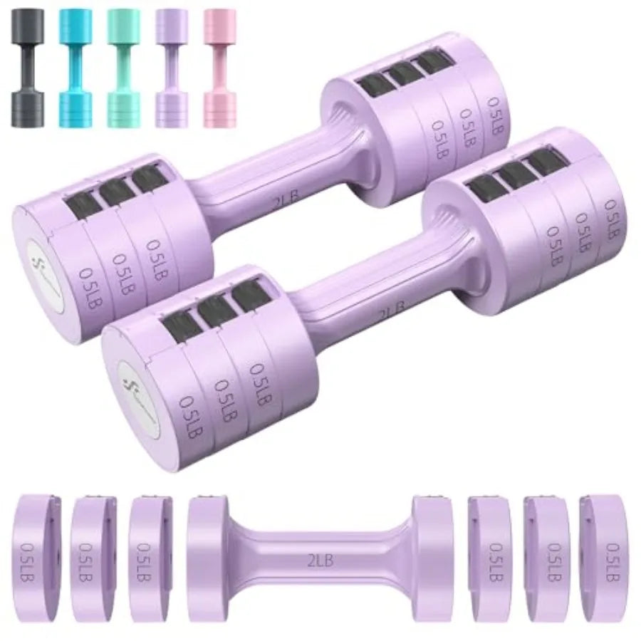 Adjustable Dumbbell Set 2-5 Lb Free Weights For Home Gym