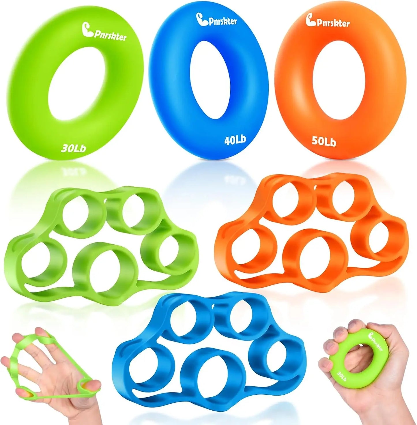 6-Piece Hand Grip Strengthener Set With Silicone Finger Exercisers