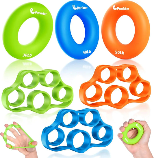 6-Piece Hand Grip Strengthener Set With Silicone Finger Exercisers