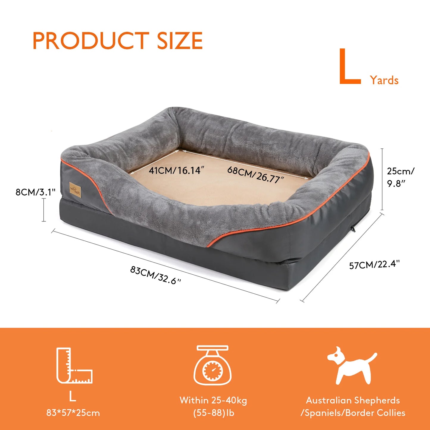 BINGOPAW Orthopedic Memory Foam Bolstered Dog Bed Couch