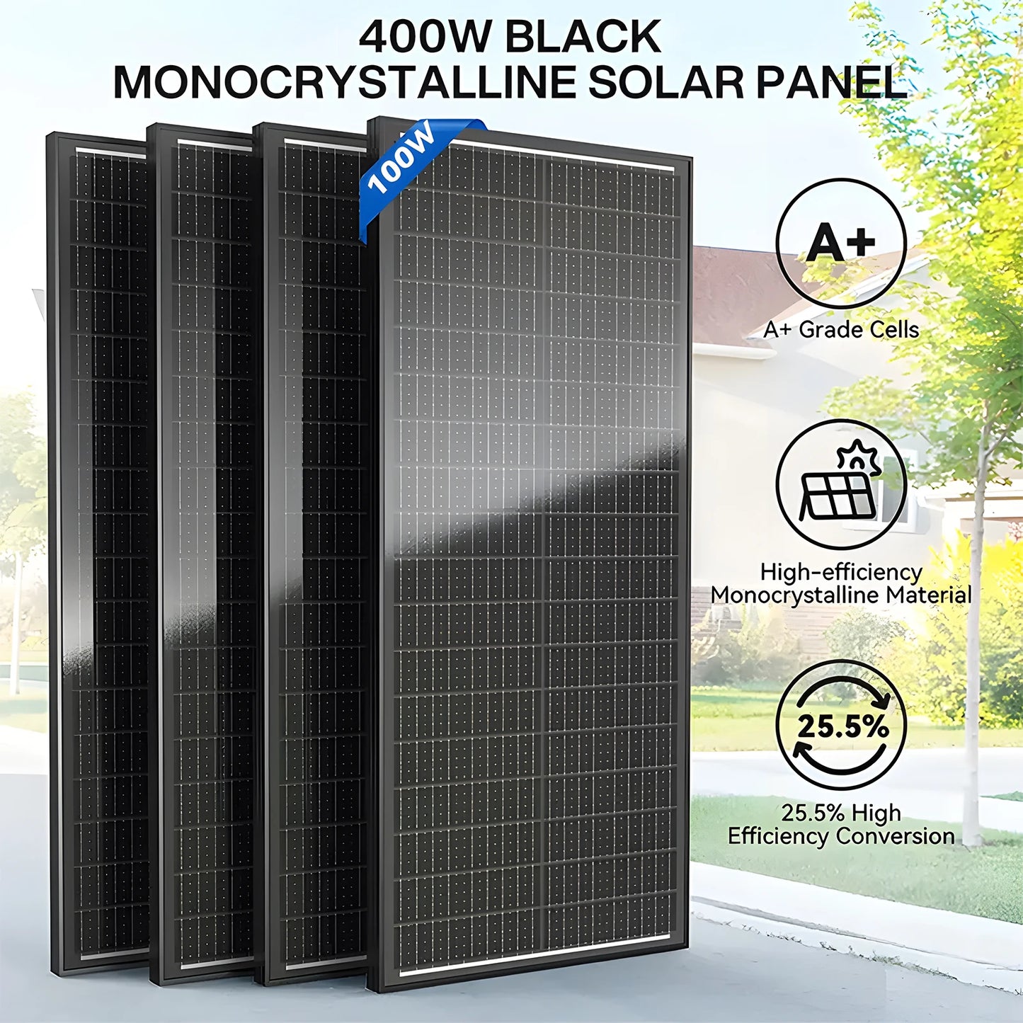 Rvpozwer 400W Mono N-Type Solar Panel For RV Marine Off-Grid