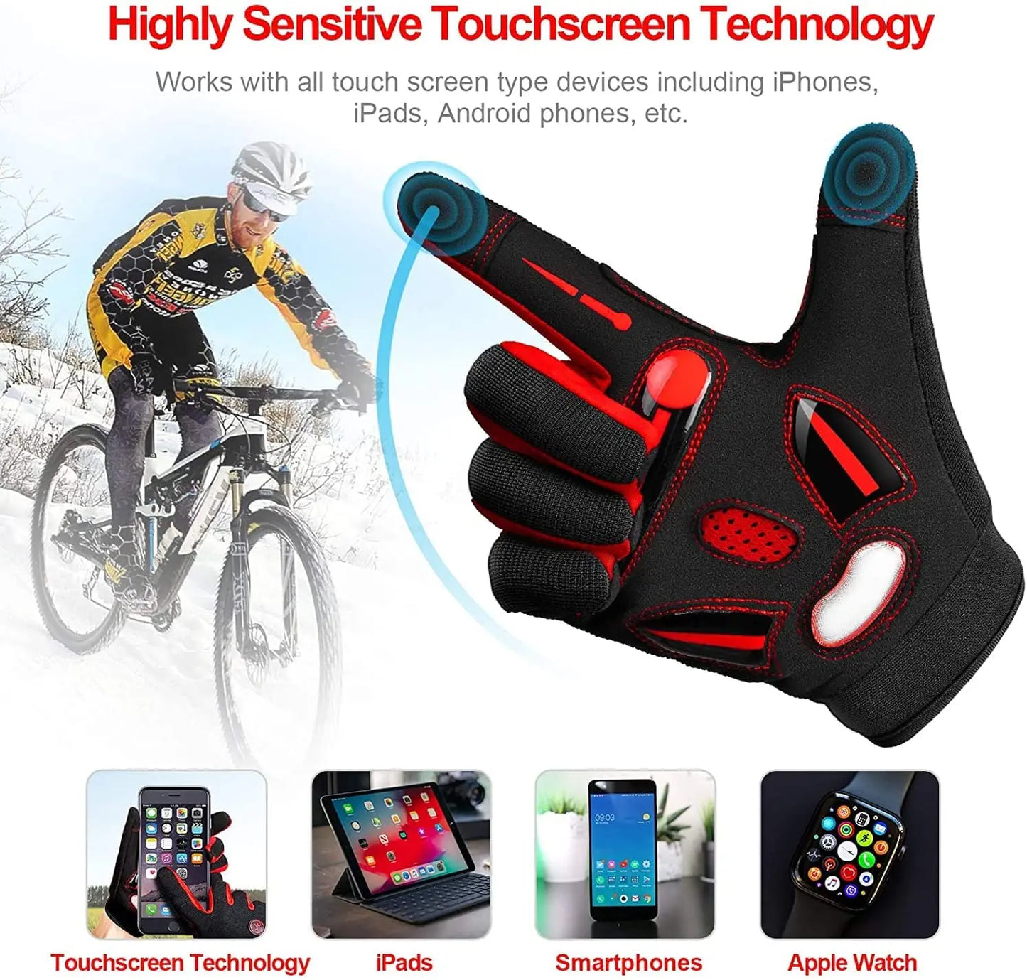 Racing Gloves Motocross Breathable Non Slip MTB Road Bike Unisex Touch Screen