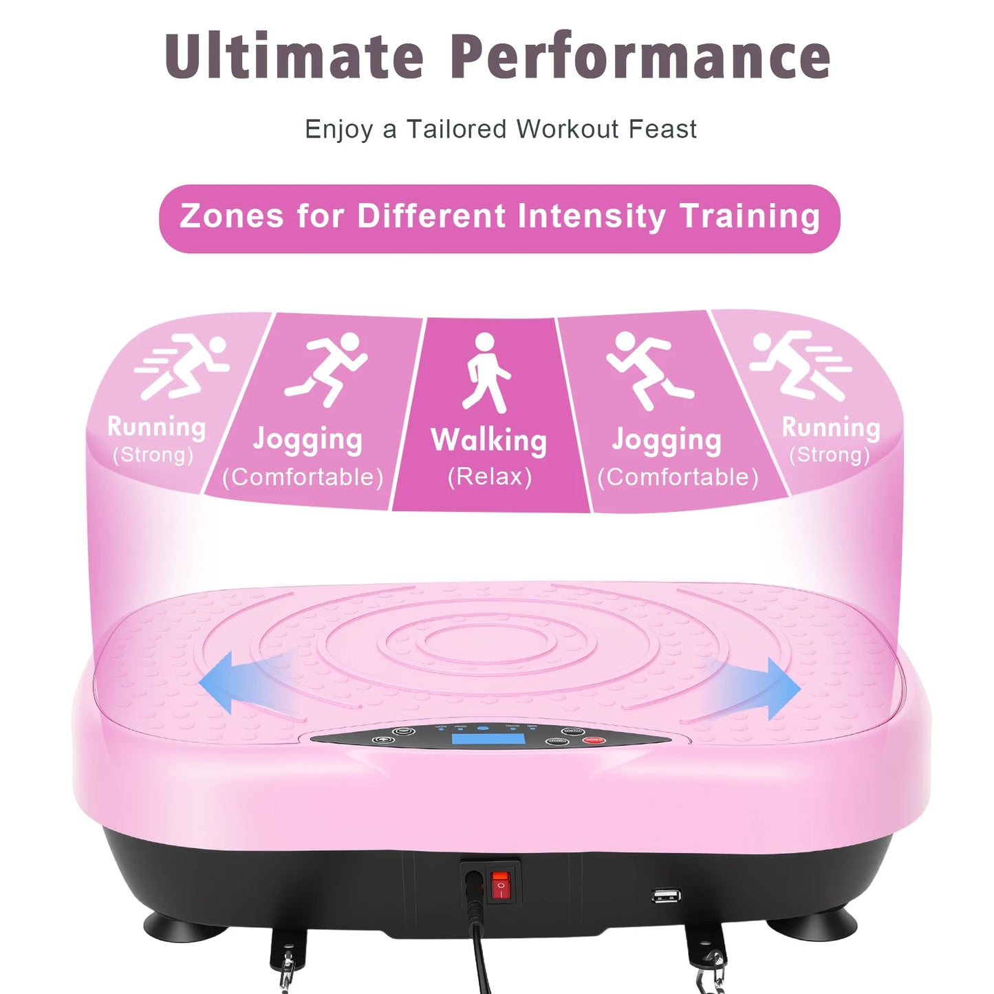 Portable Vibration Plate Exercise Machine With Bluetooth Bands And Straps