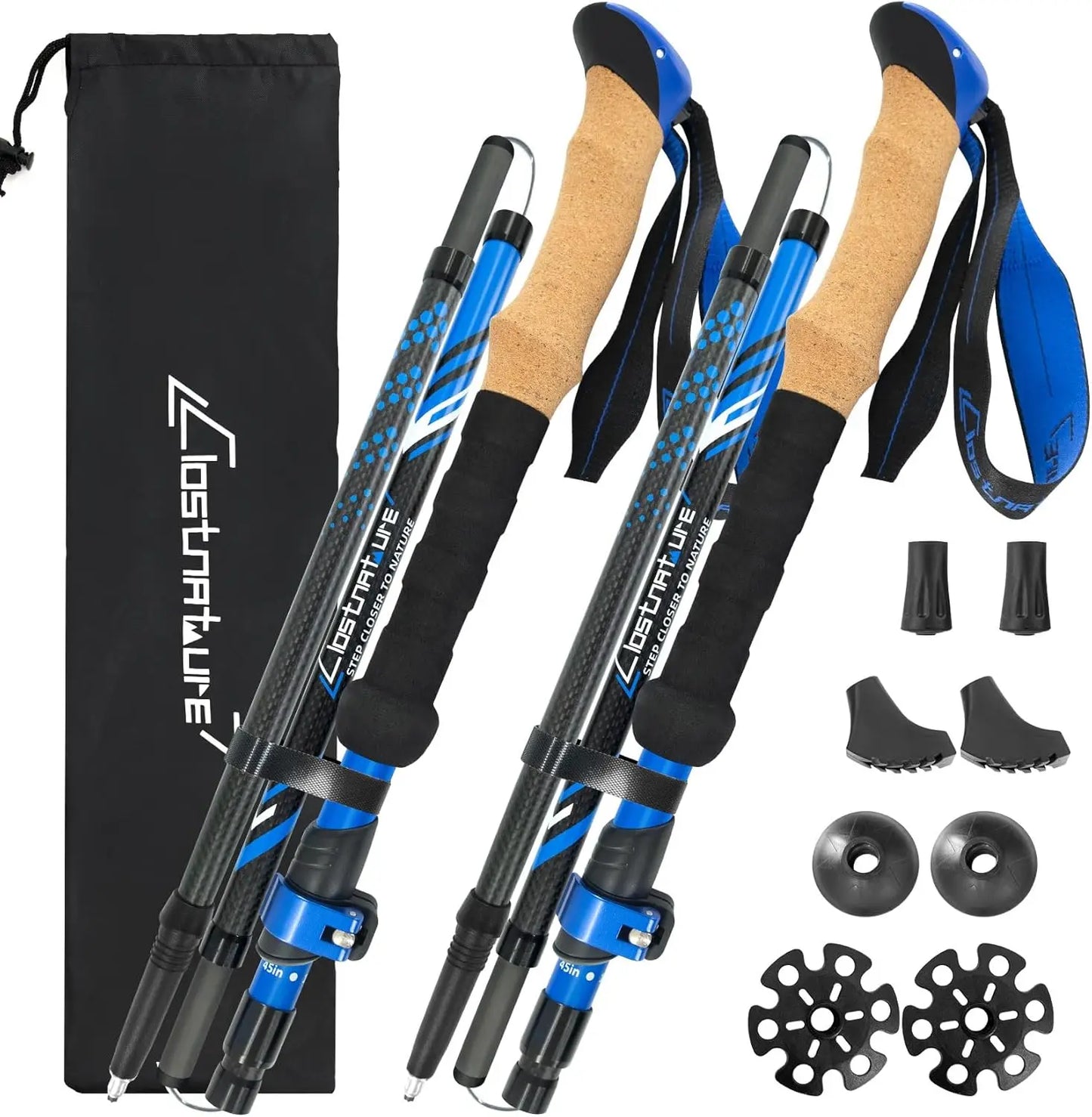 Carbon Fiber Folding Trekking Poles Ultra Light For Hiking