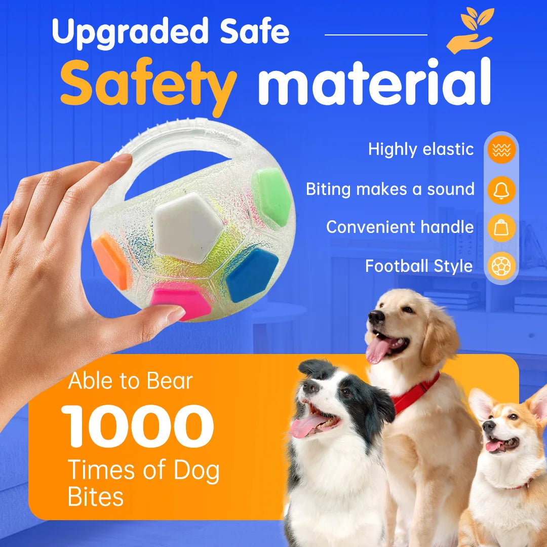 Football Tennis Ball Dog Toy With Squeak Rubber Teether