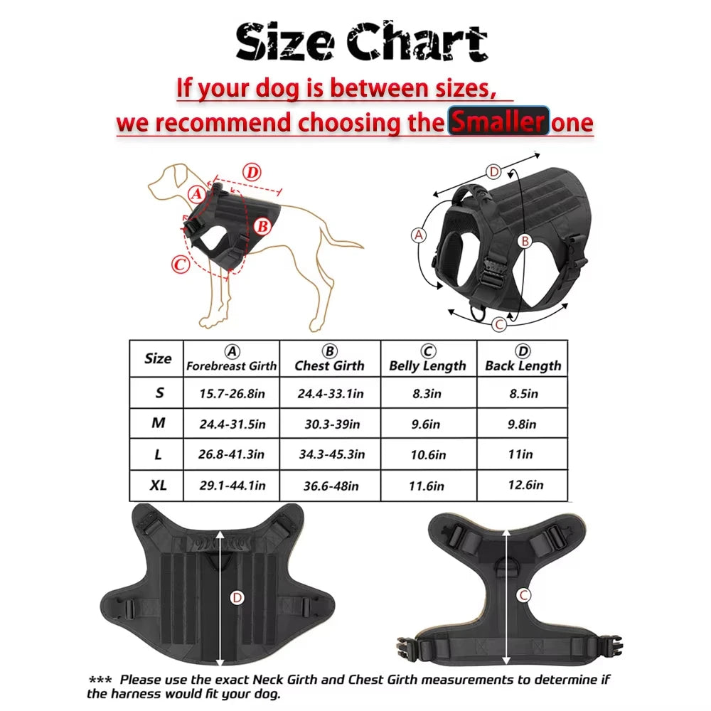 Military Dog Harness Vest Set For Malinois Training Tactical Accessories