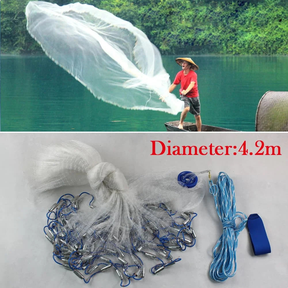 Bymaocar Nylon Monofilament Cast Net With Sinker For Fishing