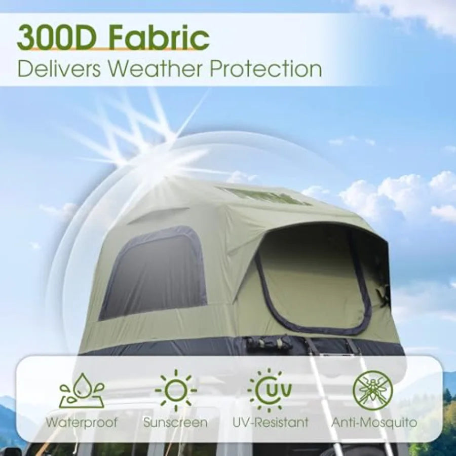 Inflatable Rooftop Tent for Car Truck 2 Person Roof Tent with Waterproof 300D Fabric Windproof Design for Overlanding and Outdo
