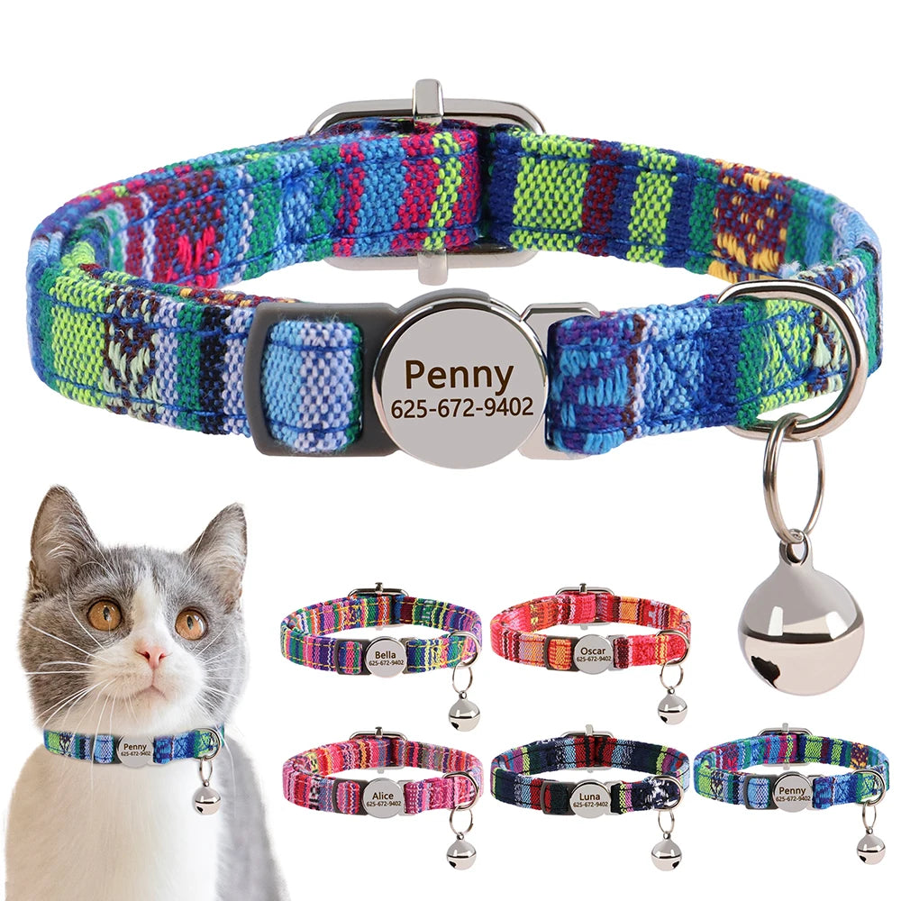 Quick Release Nylon Cat Collar With Personalization And Breakaway Safety