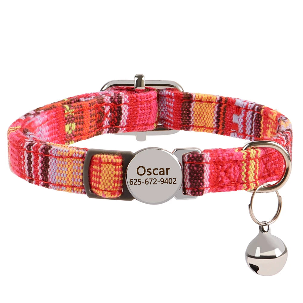 Quick Release Nylon Cat Collar With Personalization And Breakaway Safety