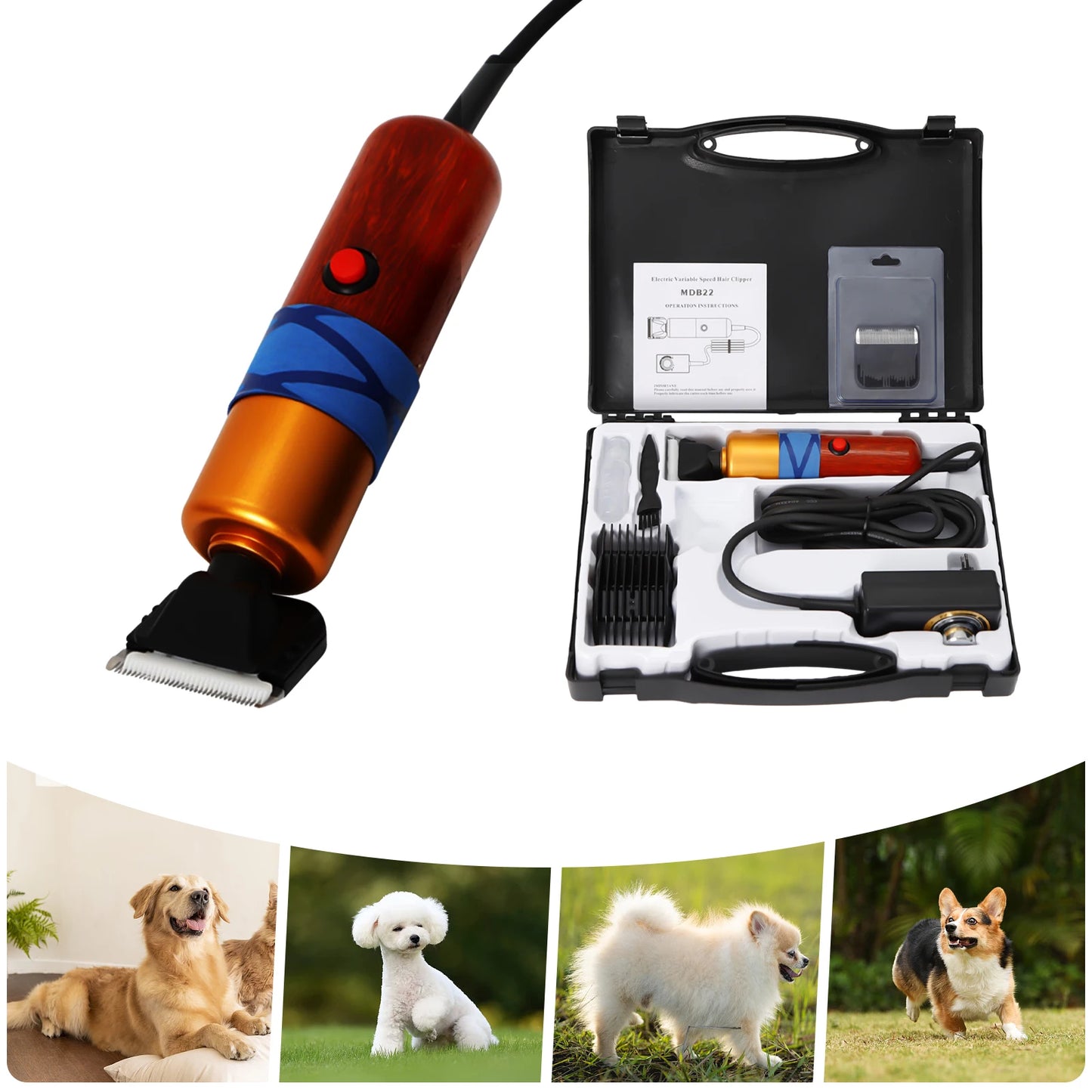 Low Noise Electric Pet Hair Clipper With Variable Speed