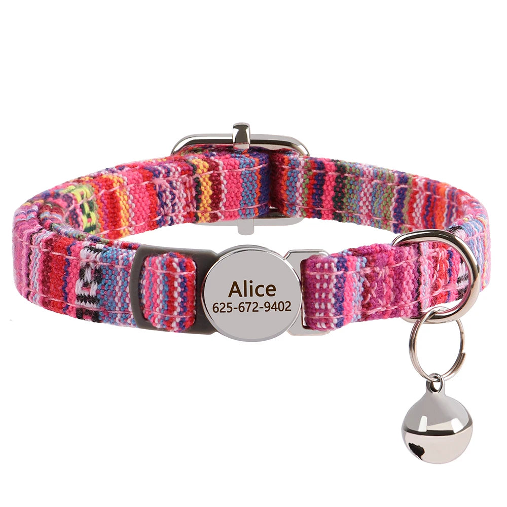 Quick Release Nylon Cat Collar With Personalization And Breakaway Safety