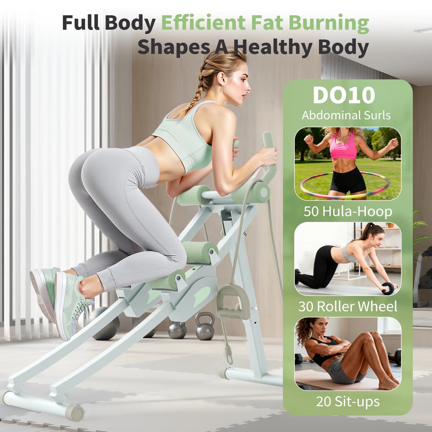 Abdominal Curling Exercise Machine With Adjustable Dual Track Trainer