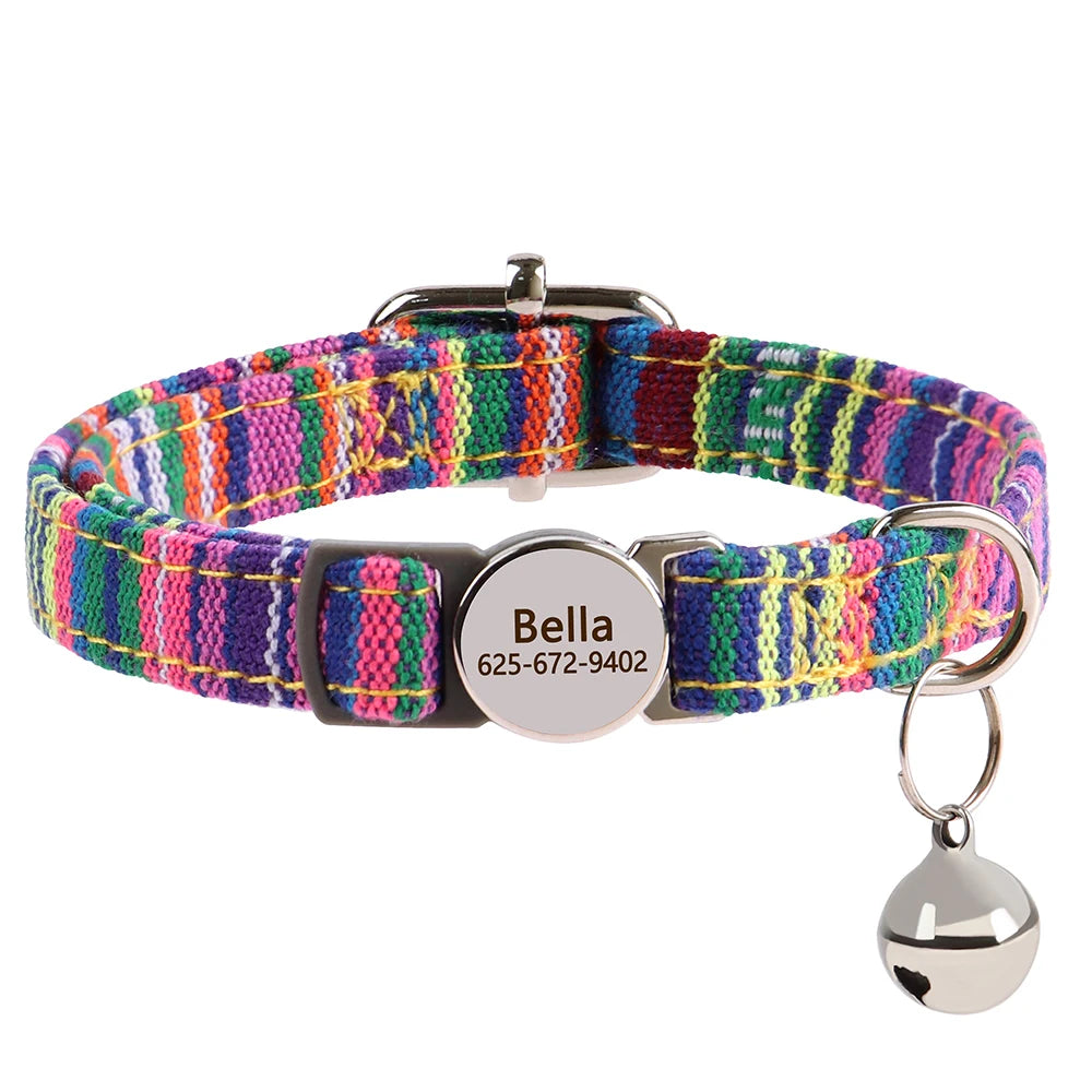 Quick Release Nylon Cat Collar With Personalization And Breakaway Safety