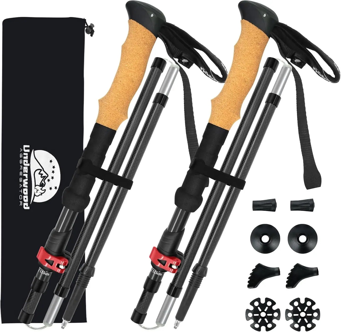 Carbon Fiber Trekking Poles Lightweight Collapsible Hiking
