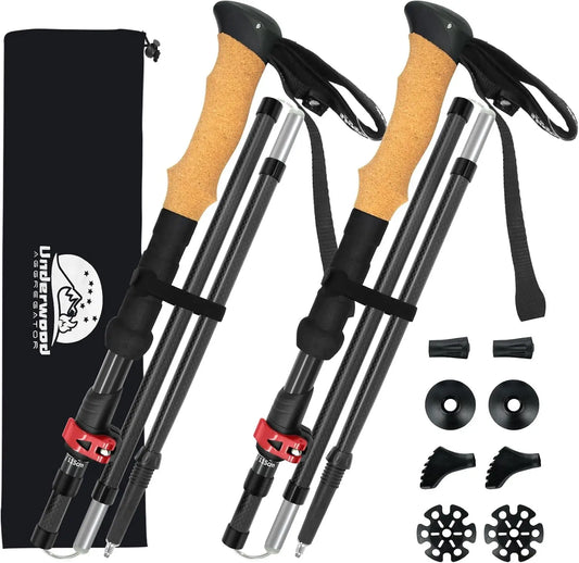 Carbon Fiber Trekking Poles Lightweight Collapsible Hiking