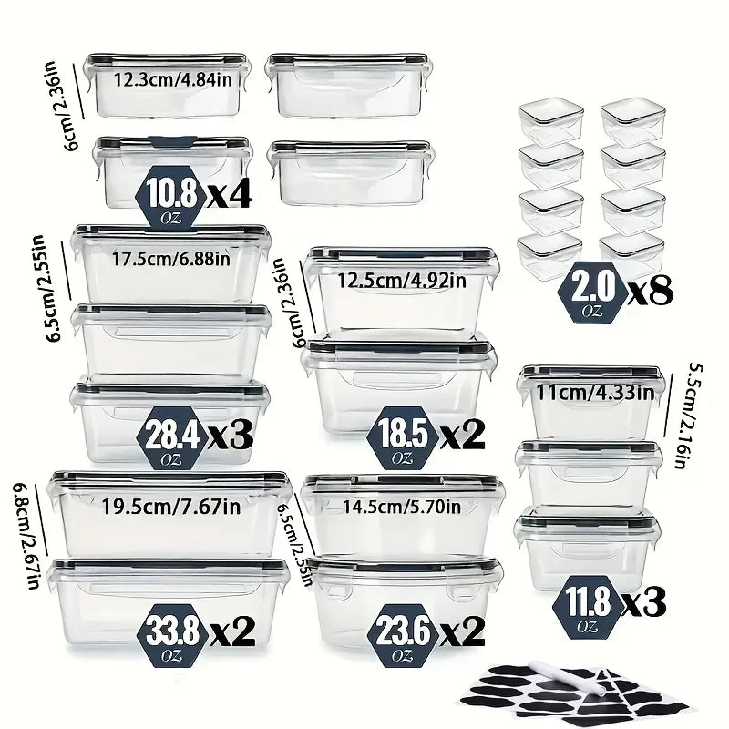 48-Piece Leakproof Food Storage Set – 24 Containers and 24 Lids, BPA-Free, Stackable Meal Prep, Easy-Snap Lids