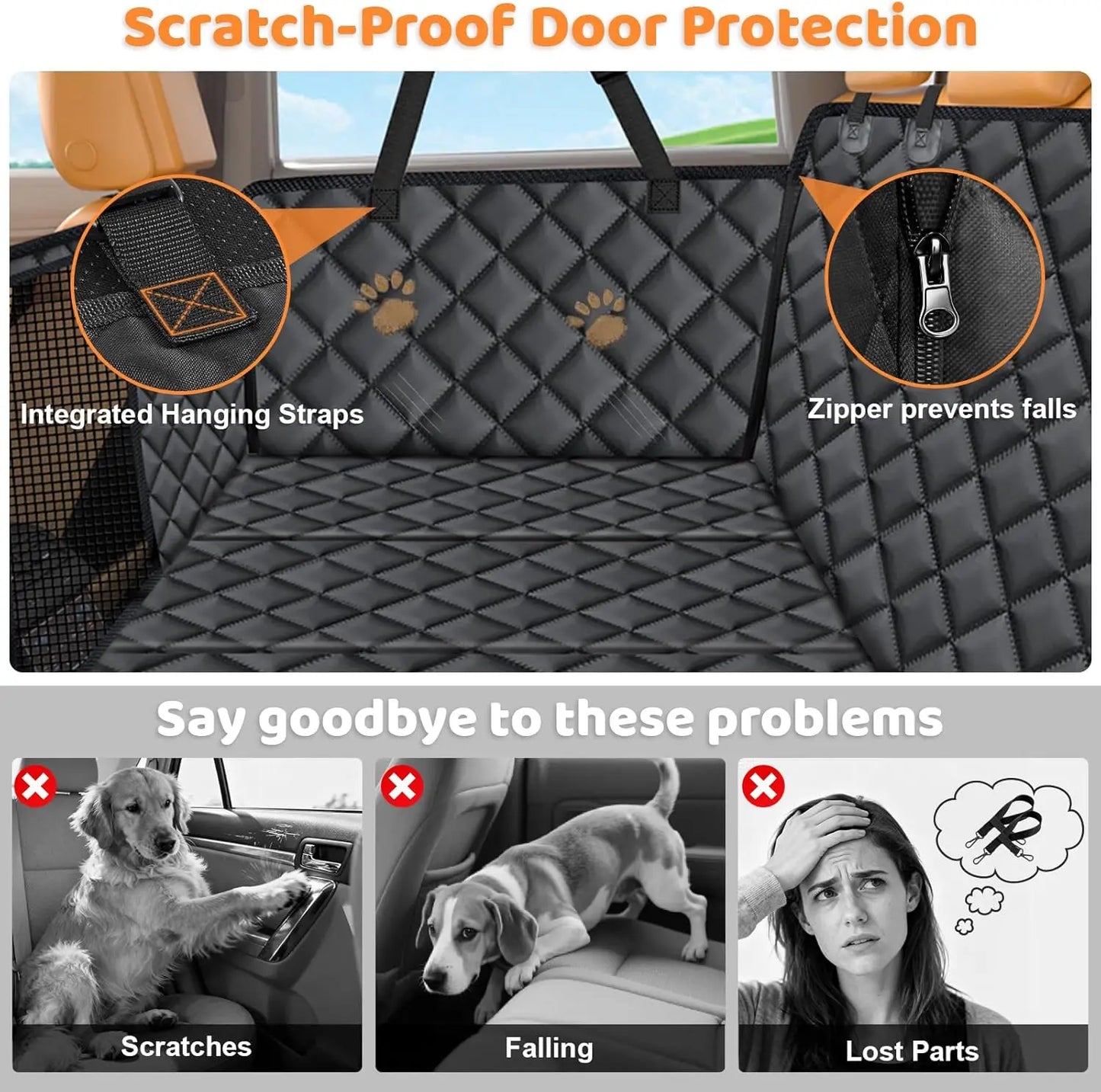 Dog Car Seat Cover With Mesh Window And Hard Bottom