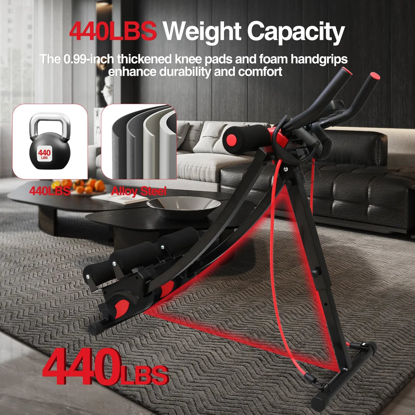 Foldable Abdominal Fitness Machine With Dual-Track Core Workout