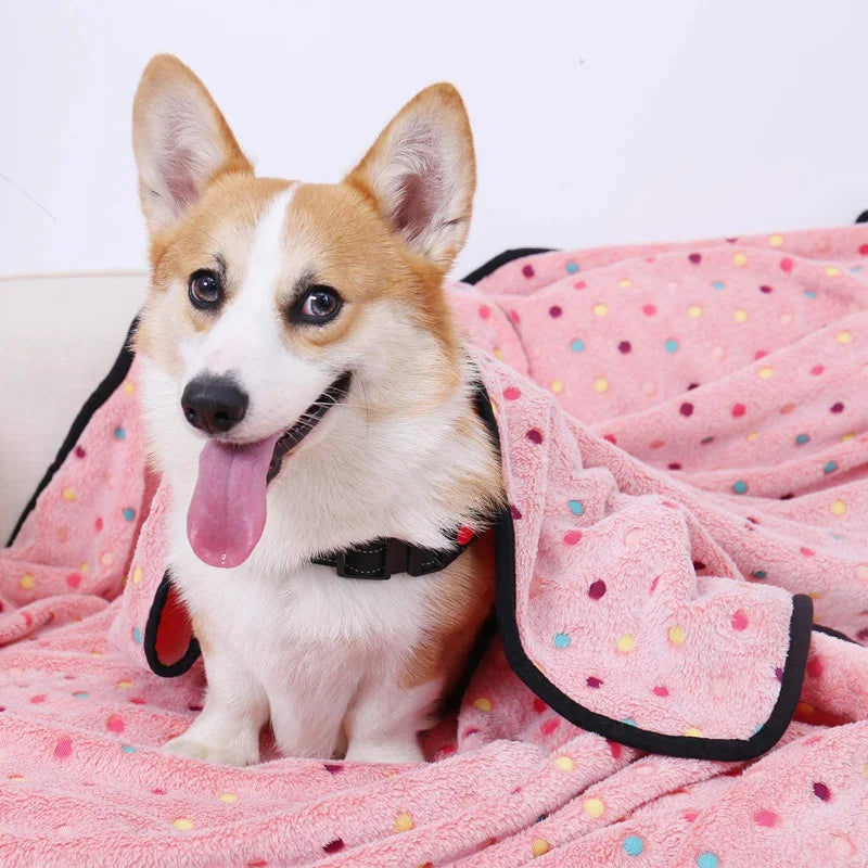 Soft Fluffy Pet Blanket Dot Pattern For Cats And Dogs