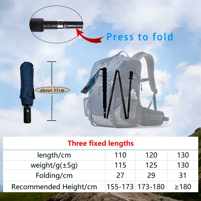 OKHEALING Foldable Carbon Fiber Trekking Poles For Nordic Walking
