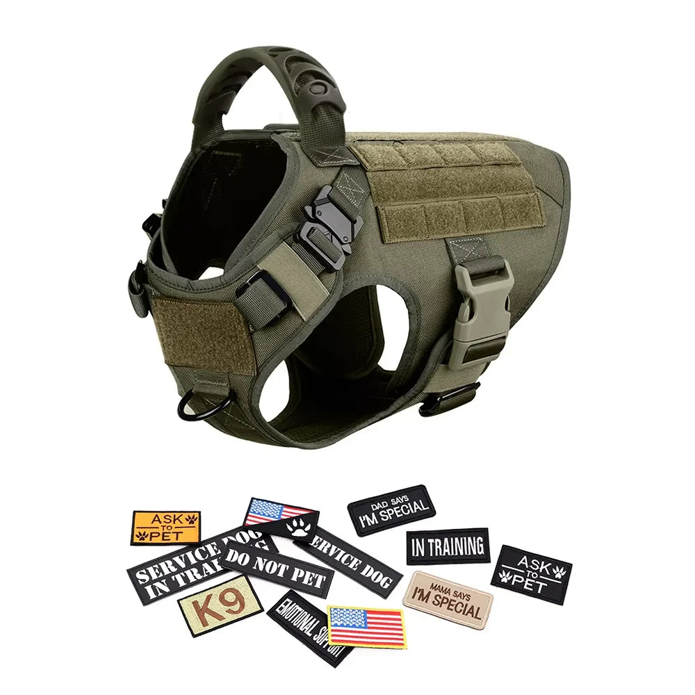 Military Dog Harness Vest Set For Malinois Training Tactical Accessories