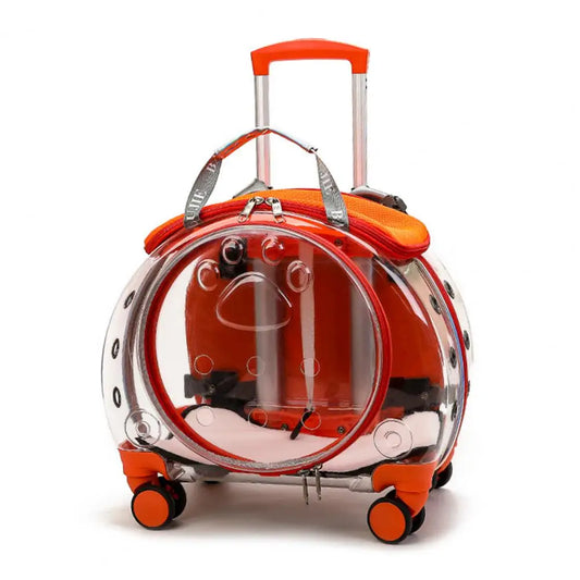 Pet Trolley Carrier Backpack With Clear Ventilation Holes Silent Wheels