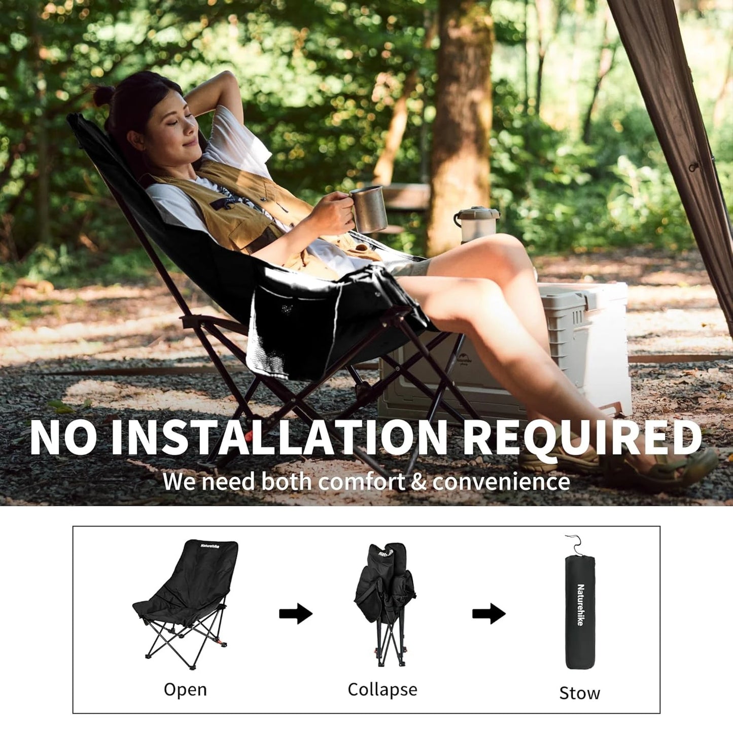 Naturehike Sea Star Recliner Folding Moon Chair 2-Position Adjustable Camping
