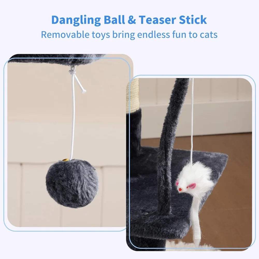 NBVCX Cat Tree Condo Indoor Tower With Plush Perch And Sisal Scratching Posts
